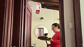 My neighbor is in the bathroom