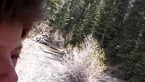 Petite Latina sucks and swallows big cock by river