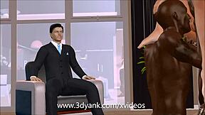 Rich 3d bitch cuckolds her husband with double penetration