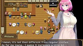 Horny client grabs waitress's big tits!