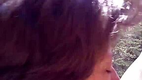 Petite Latina sucks and swallows big cock by river