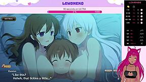 vtuber lewdneko plays evenicle with huge tits in lewd game