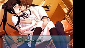 स्कूलगर्ल कोकोरो ऐनिमे हेंटाई में टिट्स शो करती है और हॉट किसिंग