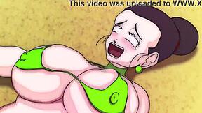 chichis beach fling with cartoon monster