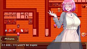 Horny client grabs waitress's big tits!