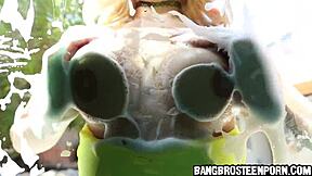 Sexy Teen Washes Sportscar With Teasing Moves