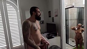 Behind scenes debauchery with Aninha and Pitoco at Mattos Movies.