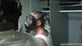 Naked army gay hazing in the shower leads to fucking