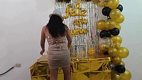 Shaved pussy MILF in hot action on New Year's Eve