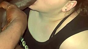 Fat BBW redhead succubus intensely sucks big black cock at work