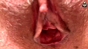 Milf hairy pussy closeup during intense female orgasm