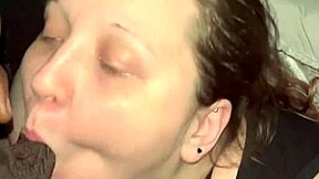 Fat BBW redhead succubus intensely sucks big black cock at work