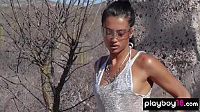 Petite latina katherinne sofia shares emotional striptease experience with fans