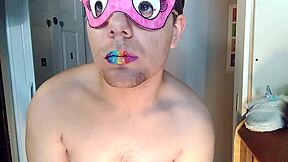 celebrating unicorn gay pride with friends at the parade, waving flags and having fun