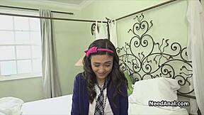 the guy fingered and ate the beautiful teen's butt in uniform