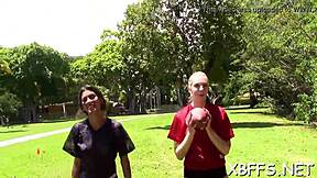 Bff babes get impaled on jock in group setting