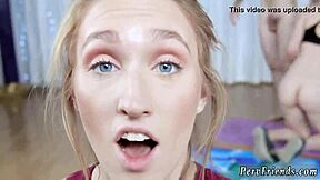 Screaming teen with big tits in yoga party threesome blowjob hardcore fun