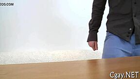 Gay men engaging in intense homosexual sex.