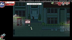 Nerdy girl gives public handjob to monster cock