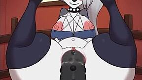 Loona's big cock gets an anime-style cumshot