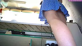 Sexy Blonde Step Sister Upskirt at Work