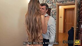 cuck4k tight pussy takes stranger's cock. husband watches with small penis.