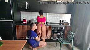 i woke up with a hard cock and passionately fucked the maid's big ass in sheer red