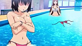 Special Hentai ESP sub with poolside action and a facial finish