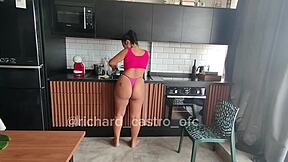 i woke up with a hard cock and passionately fucked the maid's big ass in sheer red