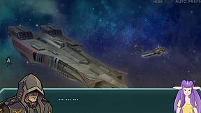 Anime porn with big-boobed princess in space battle
