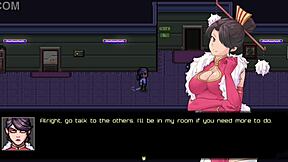 Curvy cuties in sexy outfits in hentai brothel game