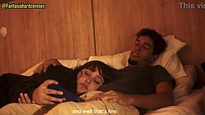 stepsister swallows my cock after movie almost caught