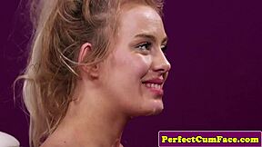 smalltit beauty dicksucking her masseur with facial and cum