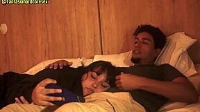 stepsister swallows my cock after movie almost caught