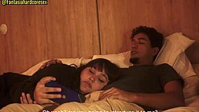 stepsister swallows my cock after movie almost caught