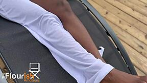 kae sucks big black cock by pool and makes him cum