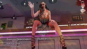 College coed in costume gets naughty in this animated porn video