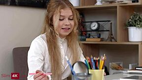 Meow Miu plays teacher creampieing chubby student.