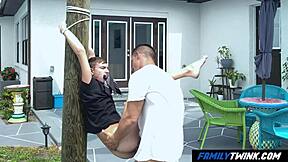 familytwink - gay uncle perverts his little 18+ nephew on a public pole