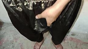 I’m a Pakistani Bisexual Boy Stroking My Big Cock with Shiny Silk Fabric