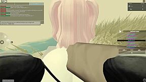 Deepthroat and ass shaking in a Roblox porn game