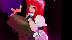 girl b hero battles monster lord in this anime scene