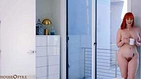 Big breasted redhead Lauren Phillips in morning sex with creampie and orgasm.