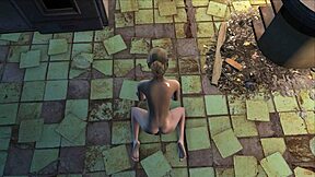Blonde teen in fallout 4 uses dildo for intense masturbation!
