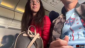 Skinny teen risks jerking off on crowded plane openly