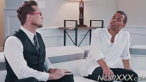 handsome tall businessman anally fucks young hunky black gay