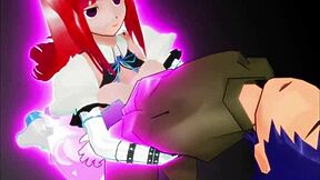 girl b hero battles monster lord in this anime scene