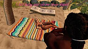Second Life Black Man Meets Asian Stepsister for a Beach Encounter