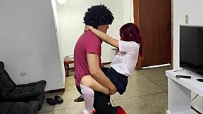 Mexican hijastra bent over, pounded hard by perverted padrastro at home