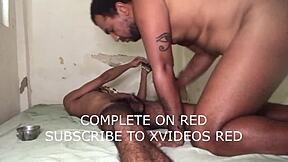 couple engages in blowjob with monster cock on living room bed